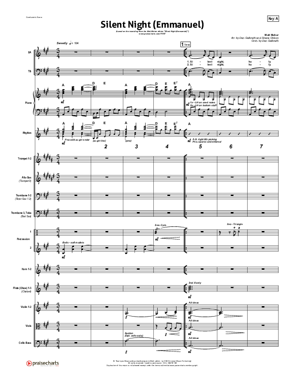 Silent Night (Emmanuel) Conductor's Score (Matt Maher)