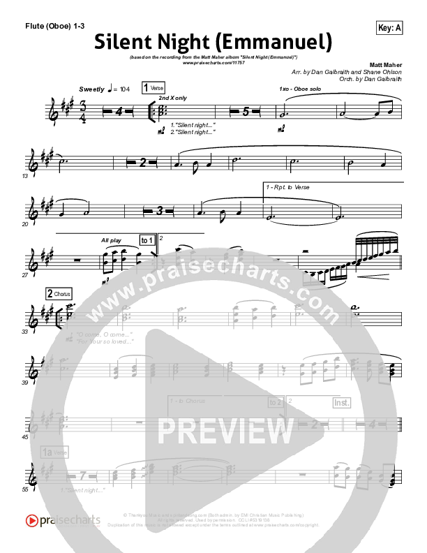 Silent Night (Emmanuel) Flute/Oboe 1/2/3 (Matt Maher)