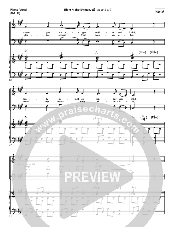 Silent Night (Emmanuel) Piano/Vocal (SATB) (Matt Maher)