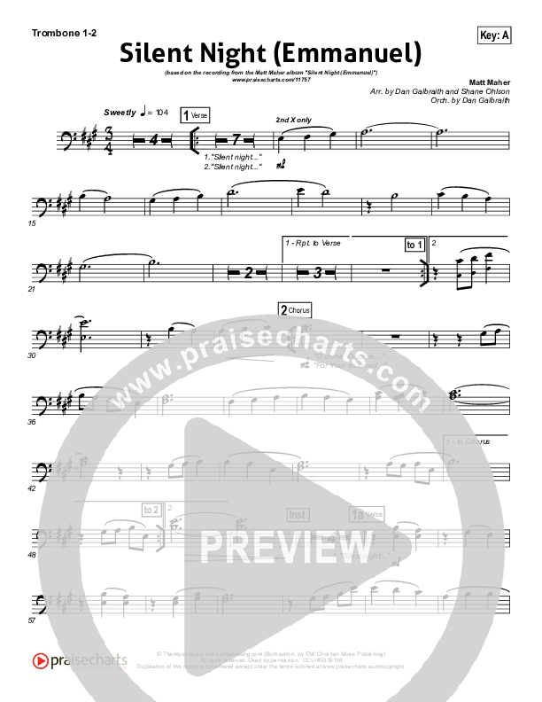 Silent Night (Emmanuel) Trombone 1/2 (Matt Maher)