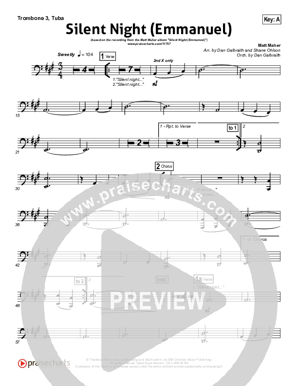 Silent Night (Emmanuel) Trombone 3/Tuba (Matt Maher)