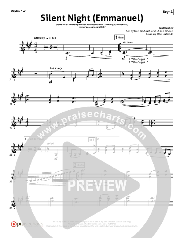 Silent Night (Emmanuel) Violin 1/2 (Matt Maher)