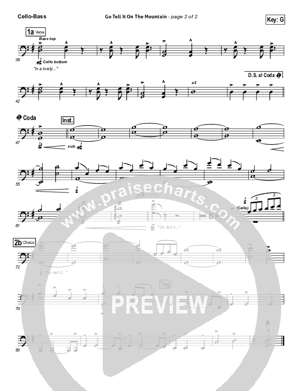 Go Tell It On The Mountain Cello/Bass (Tenth Avenue North)