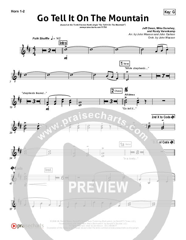 Go Tell It On The Mountain French Horn 1/2 (Tenth Avenue North)