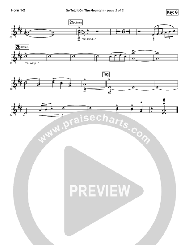 Go Tell It On The Mountain French Horn 1/2 (Tenth Avenue North)