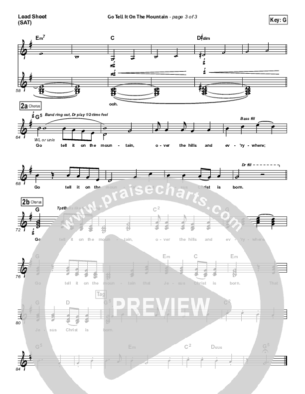 Go Tell It On The Mountain Lead Sheet (SAT) (Tenth Avenue North)
