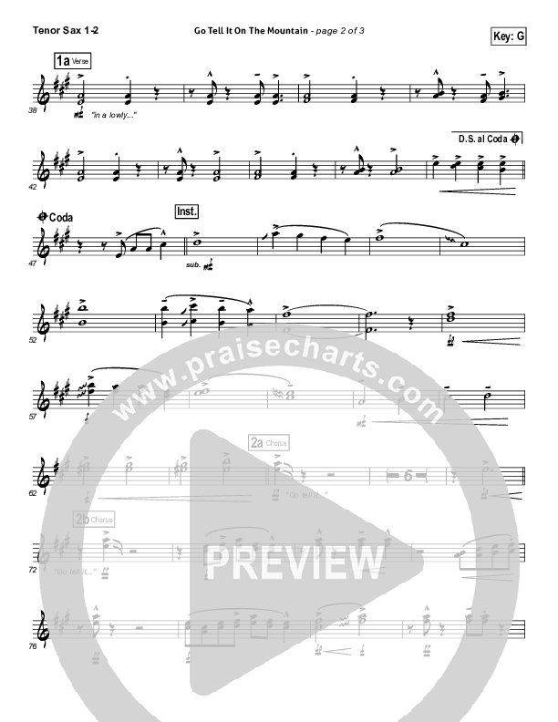 Go Tell It On The Mountain Tenor Sax 1/2 (Tenth Avenue North)