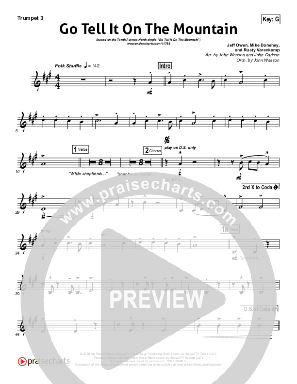 Go Tell It On The Mountain Trumpet 3 (Tenth Avenue North)