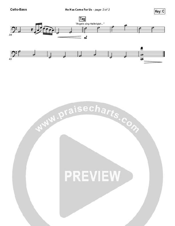 He Has Come For Us (God Rest Ye Merry Gentlemen) Cello/Bass (Meredith Andrews)