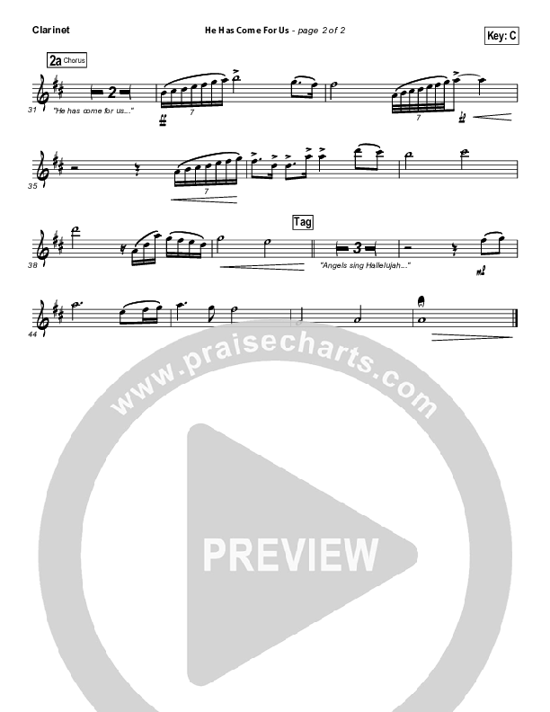 He Has Come For Us (God Rest Ye Merry Gentlemen) Clarinet (Meredith Andrews)