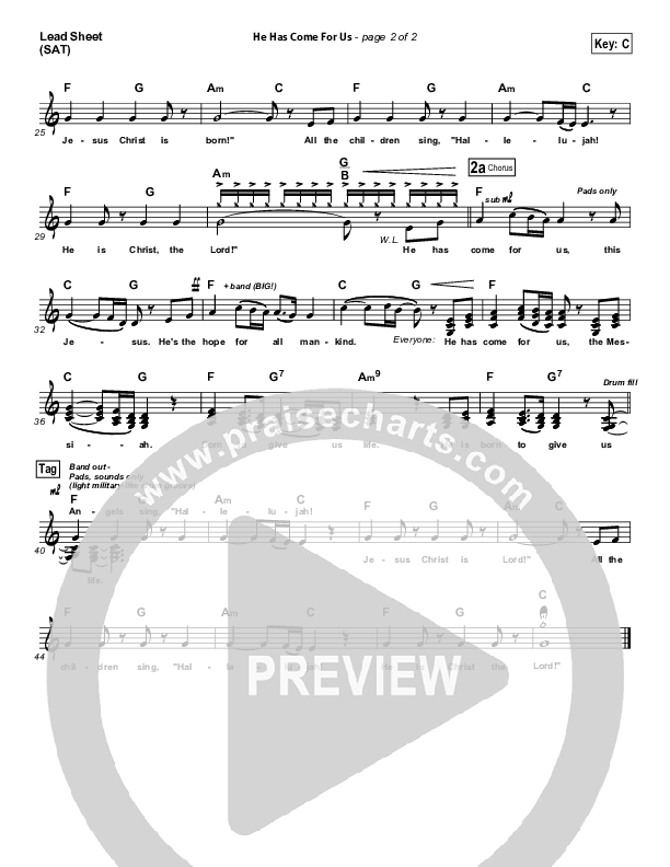 He Has Come For Us (God Rest Ye Merry Gentlemen) Lead Sheet (SAT) (Meredith Andrews)