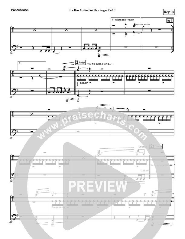 He Has Come For Us (God Rest Ye Merry Gentlemen) Percussion (Meredith Andrews)