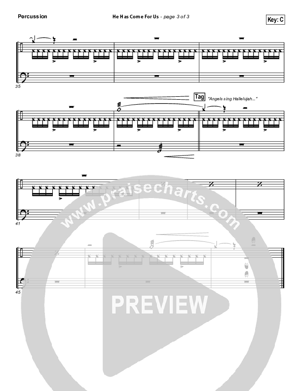 He Has Come For Us (God Rest Ye Merry Gentlemen) Percussion (Meredith Andrews)