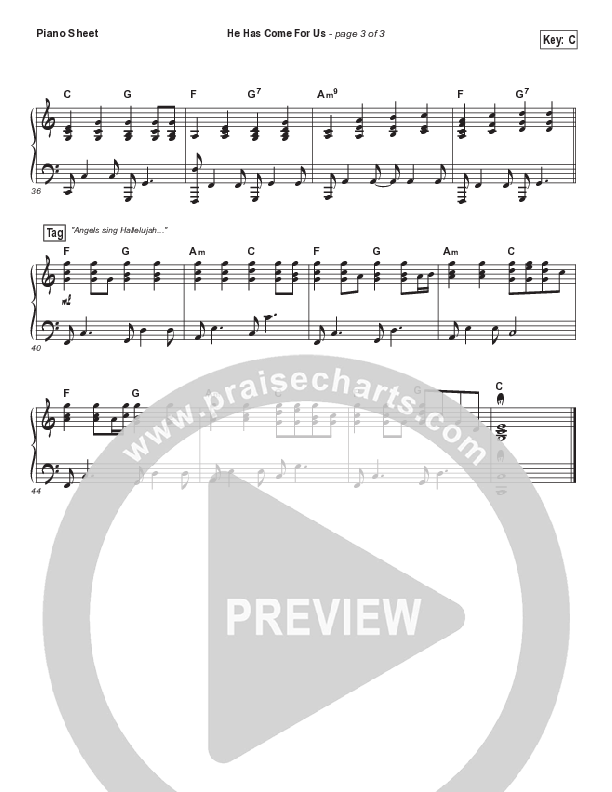 He Has Come For Us (God Rest Ye Merry Gentlemen) Piano Sheet (Meredith Andrews)