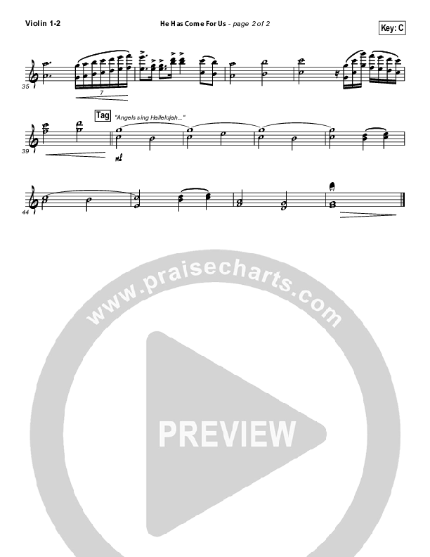 He Has Come For Us (God Rest Ye Merry Gentlemen) Violin 1/2 (Meredith Andrews)