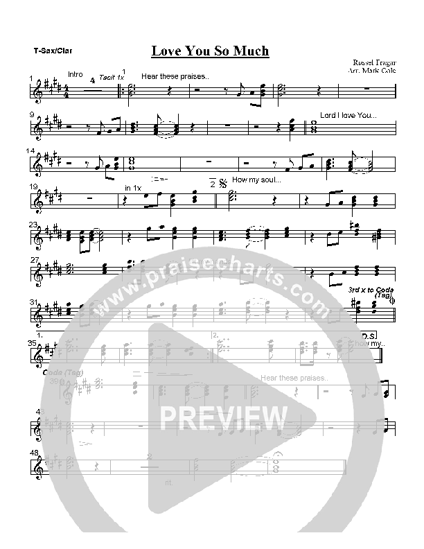 Love You So Much Tenor Sax/Clarinet (Hillsong Worship)