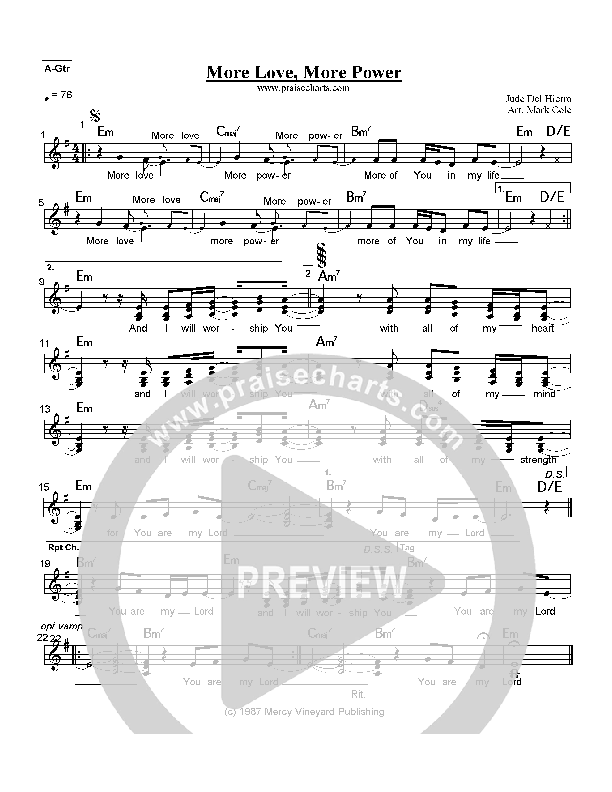 More Love More Power Acoustic Guitar Sheet Music PDF (Andy Park