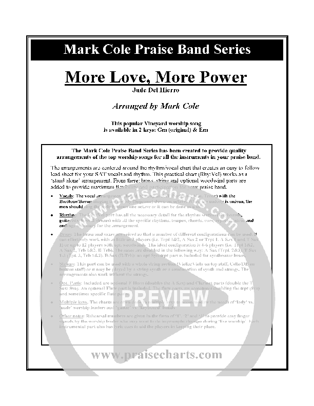 More Love More Power Orchestration (Andy Park) PraiseCharts