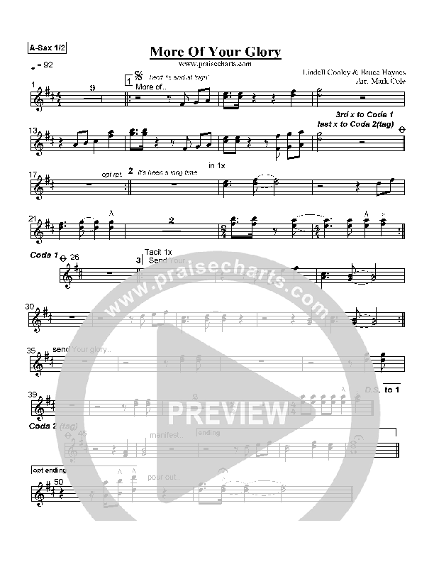 More Of Your Glory Alto Sax 1/2 (Lindell Cooley)