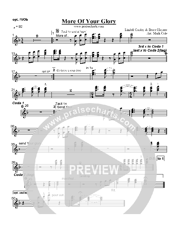 More Of Your Glory Flute/Oboe (Lindell Cooley)