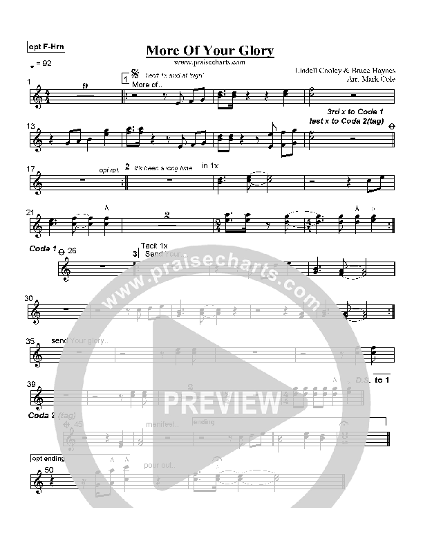 More Of Your Glory French Horn (Lindell Cooley)