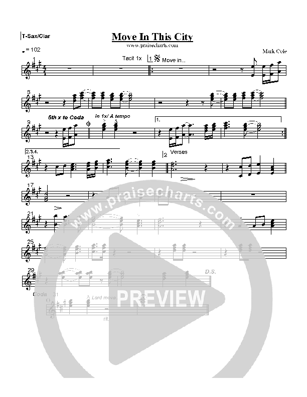 Move In This City Tenor Sax/Clarinet (Mark Cole)