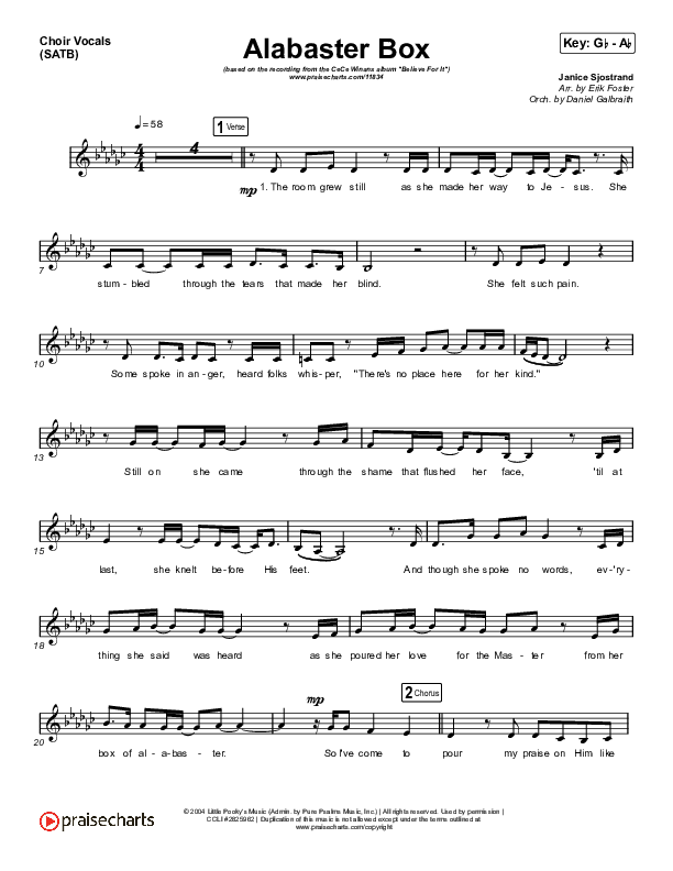 Alabaster Box Choir Sheet (SATB) (CeCe Winans)