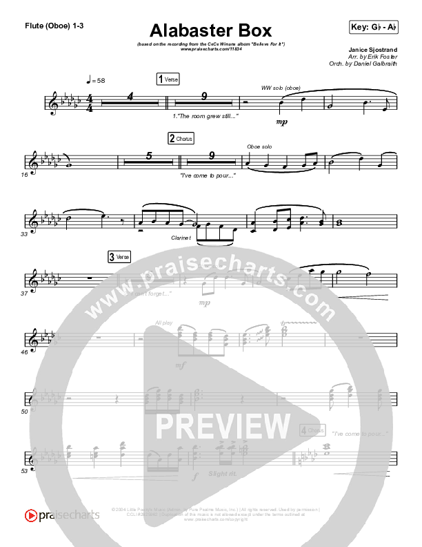Alabaster Box Flute/Oboe 1/2/3 (CeCe Winans)