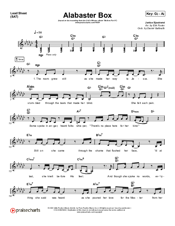 Alabaster Box Lead Sheet (SAT) (CeCe Winans)