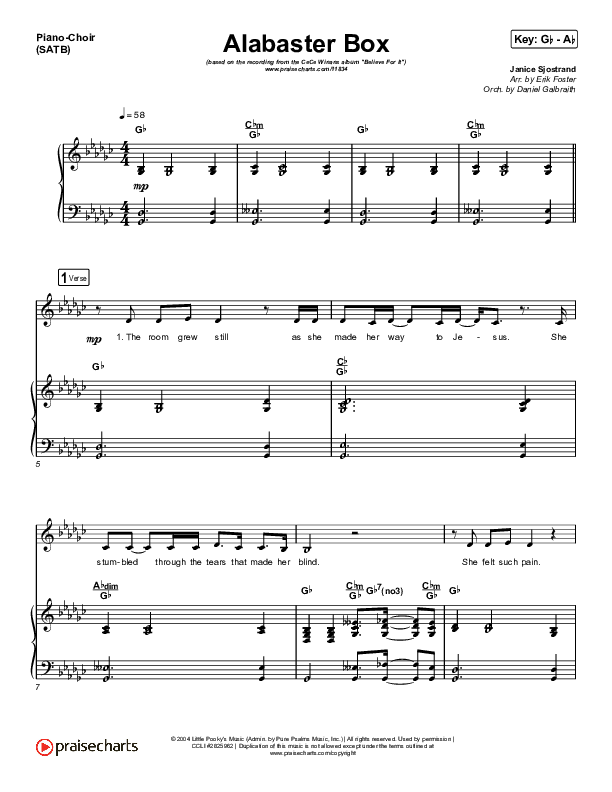 Alabaster Box Piano/Vocal (SATB) (CeCe Winans)