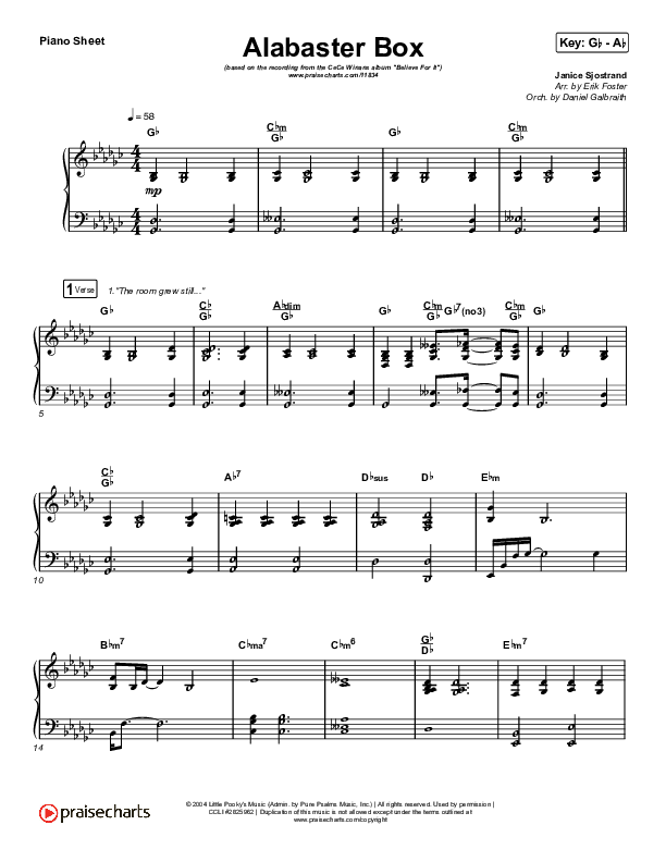 Alabaster Box Piano Sheet (CeCe Winans)