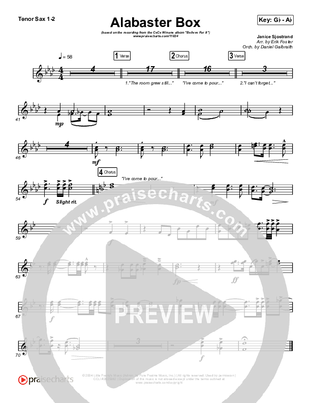 Alabaster Box Tenor Sax 1/2 (CeCe Winans)