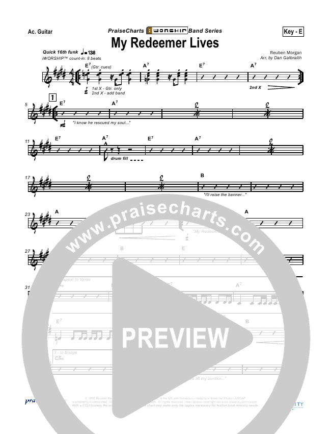 My Redeemer Lives Chord Chart