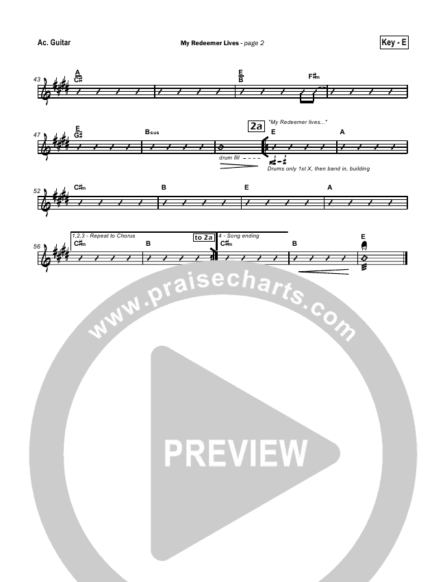 My Redeemer Lives Chord Chart