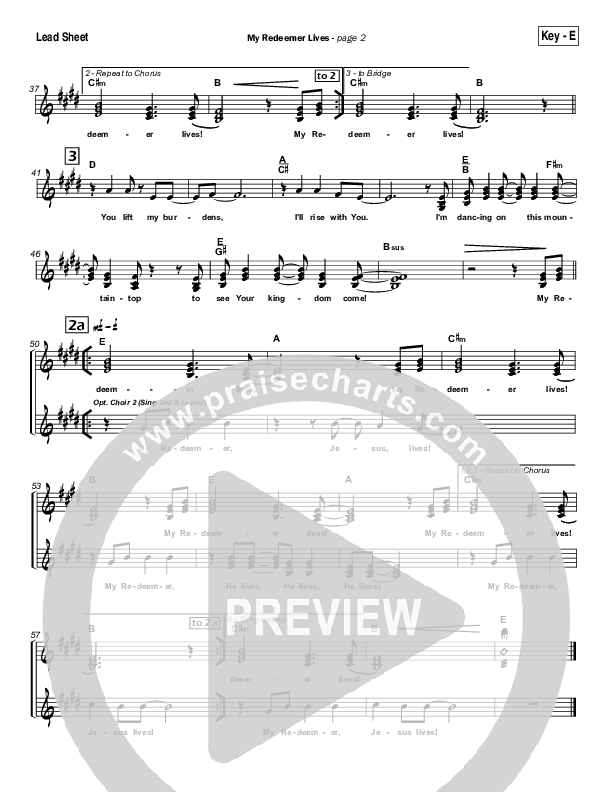 My Redeemer Lives Lead Sheet (Hillsong Worship)
