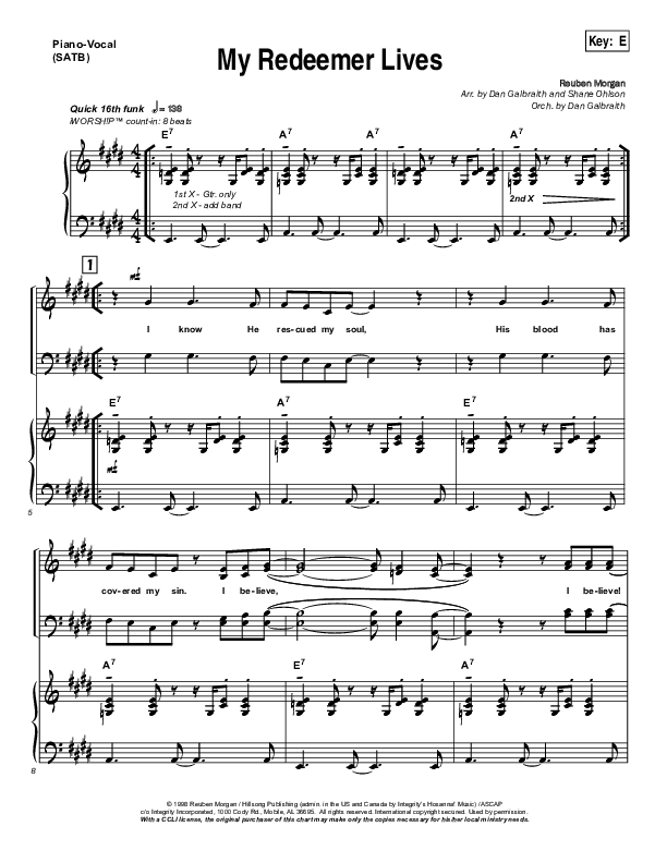 My Redeemer Lives Piano/Vocal (SATB) (Hillsong Worship)