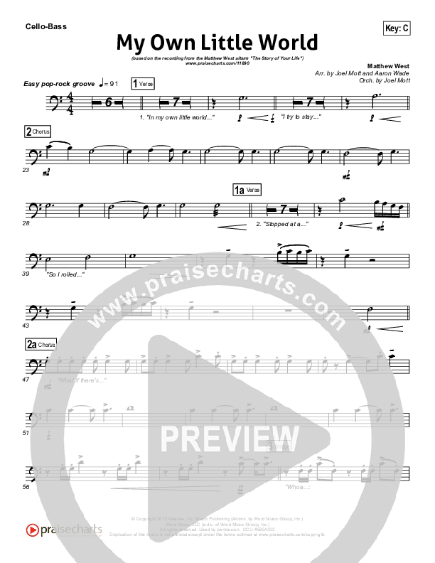 My Own Little World Cello/Bass (Matthew West)