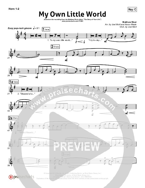 My Own Little World French Horn 1/2 (Matthew West)