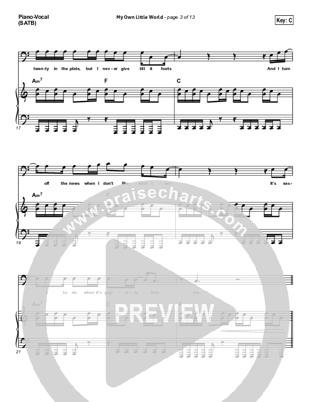 My Own Little World Piano/Vocal (Matthew West)