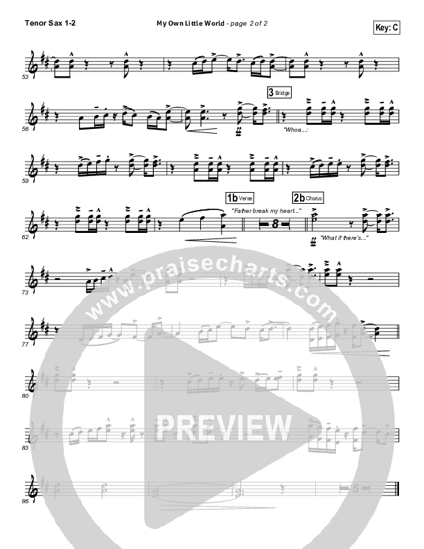 My Own Little World Tenor Sax 1/2 (Matthew West)