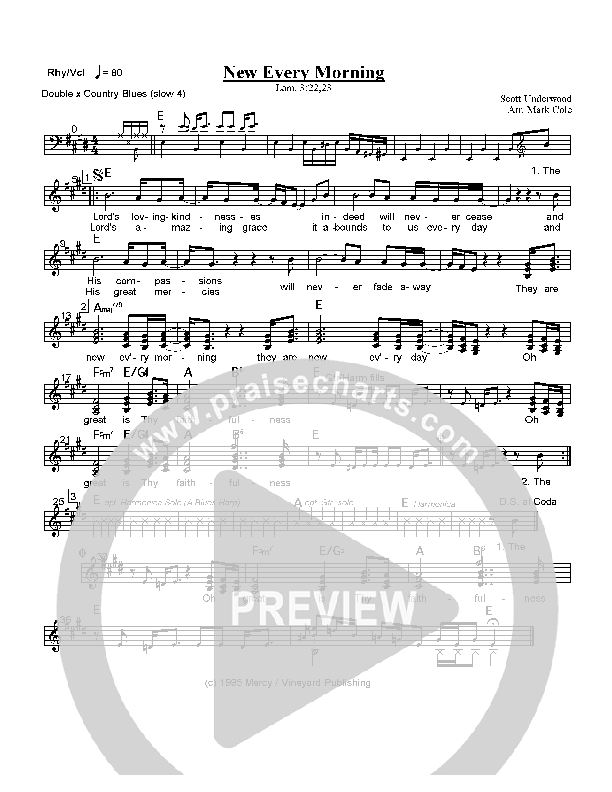 New Every Morning Lead Sheet (Scott Underwood)
