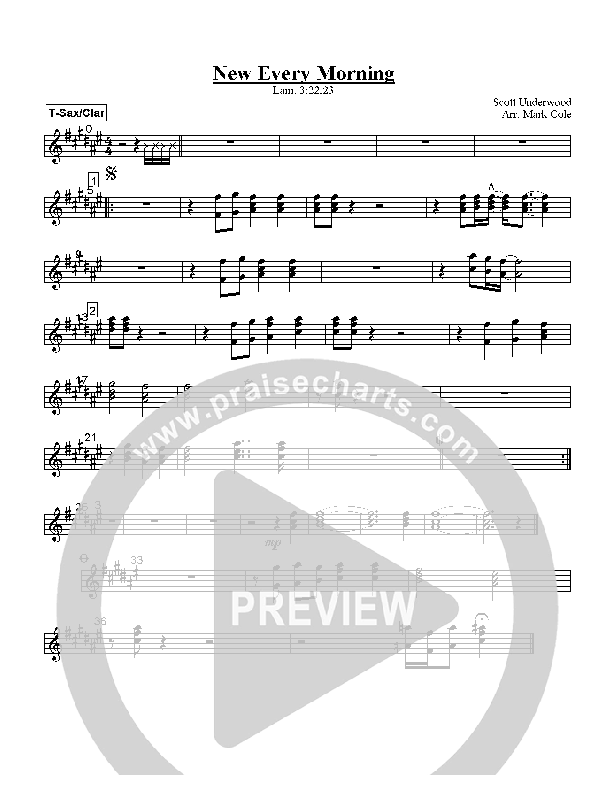 New Every Morning Tenor Sax/Clarinet (Scott Underwood)