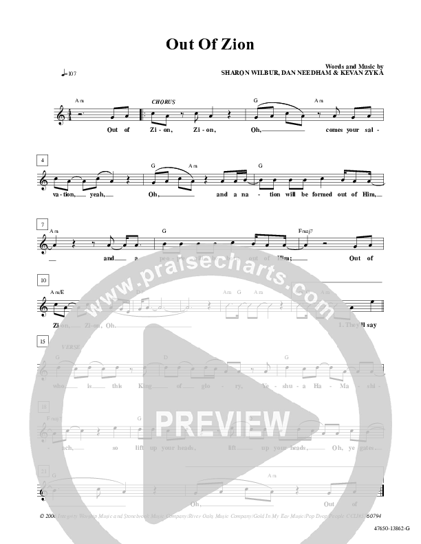 Out Of Zion Lead Sheet (Paul Wilbur)