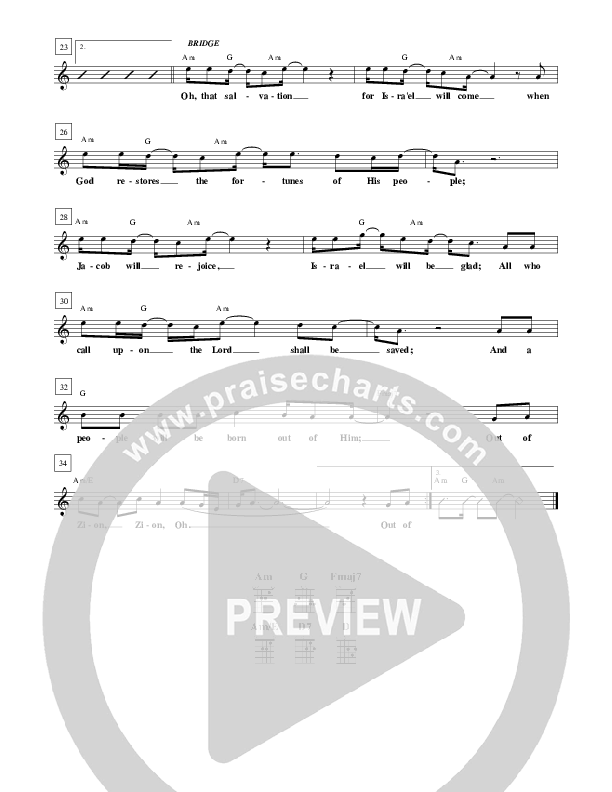 Out Of Zion Lead Sheet (Paul Wilbur)