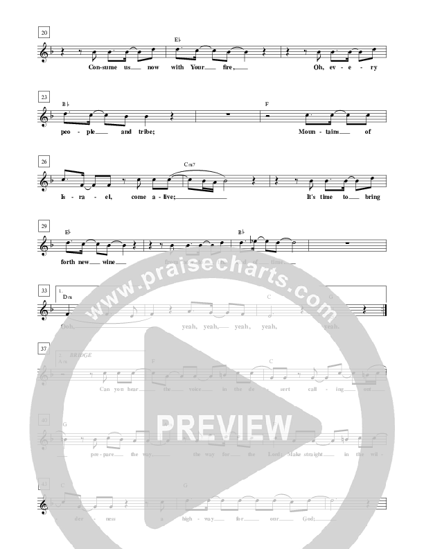 Mountains Of Israel Lead Sheet (Paul Wilbur)