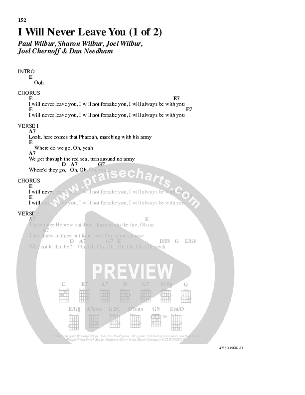 I Will Never Leave You Chords & Lyrics (Paul Wilbur / Sharon Wilbur)