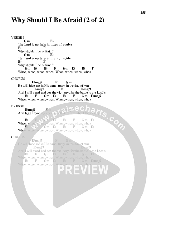 Why Should I Be Afraid Chord Chart (Paul Wilbur)