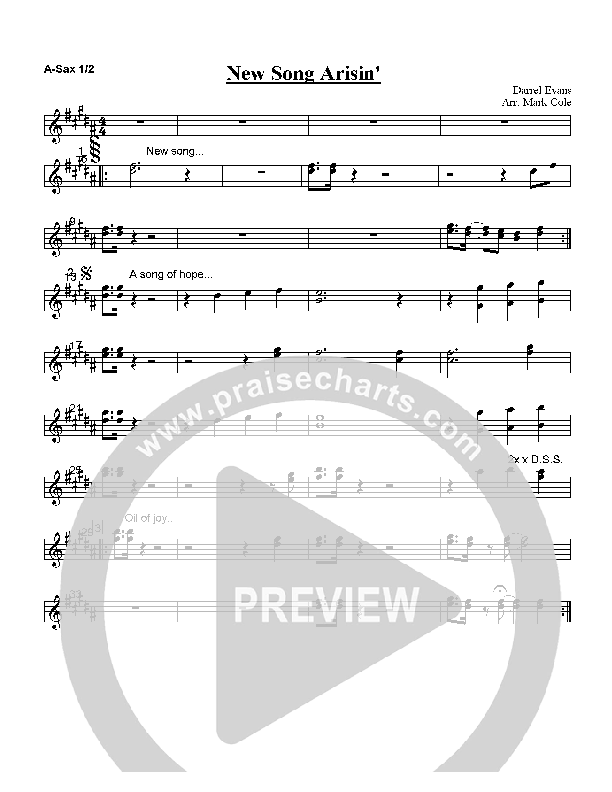 New Song Arising Alto Sax 1/2 (Darrell Evans)
