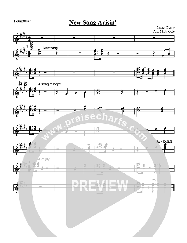 New Song Arising Tenor Sax/Clarinet (Darrell Evans)