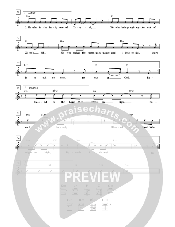 Blessed Is The Lord Lead Sheet (Paul Wilbur)